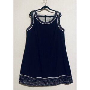 Catherines Dress Womens 20 Black Sleeveless Sheath Lace Trim Lined Knee Length